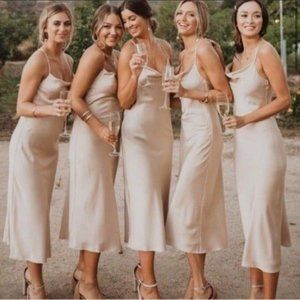 Show Me Your MuMu Champagne satin luxe Verona Cowl Slip